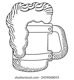 Sketch of a beer glass with foam Vector illustration