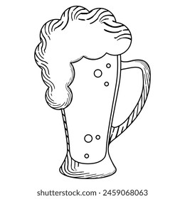 Boceto de un vaso de cerveza con Ilustración vectorial de espuma