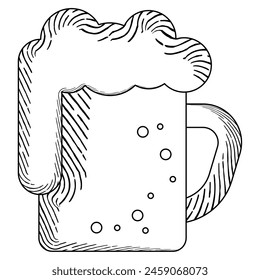 Sketch of a beer glass with foam Vector illustration