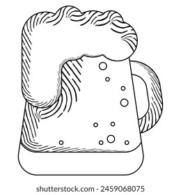 Sketch of a beer glass with foam Vector illustration