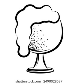 Skizze eines Bierglases mit Schaumstoff-Vektorillustration