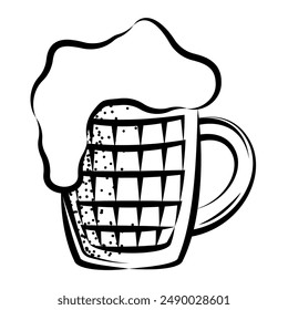Boceto de un vaso de cerveza con Ilustración vectorial de espuma