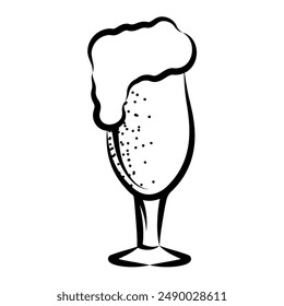 Sketch of a beer glass with foam Vector illustration