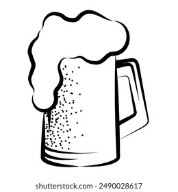 Sketch of a beer glass with foam Vector illustration