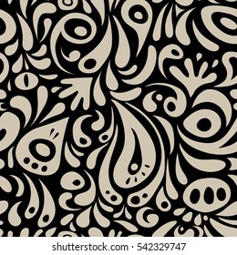 Sketch in beige colors. Vector illustration. Vivid repeating floral - For easy making seamless pattern use it for filling any contours.