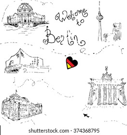 Sketch Berlin. Famous buildings Germany capital