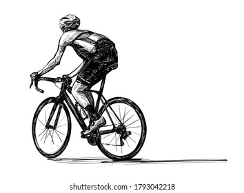 Sketch of bicycle competition hand draw 