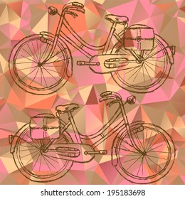 Sketch bicycle on triangles background eps 10