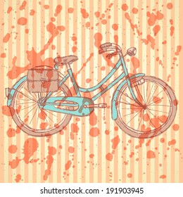 Sketch bicycle, vector vintage background eps 10
