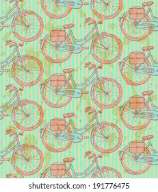 Sketch bicycle, vector vintage seamless pattern eps 10