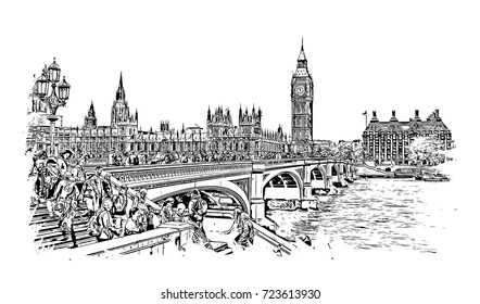 Sketch Big Ben London Uk United Stock Vector (Royalty Free) 723613930