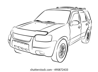 Sketch of big car.