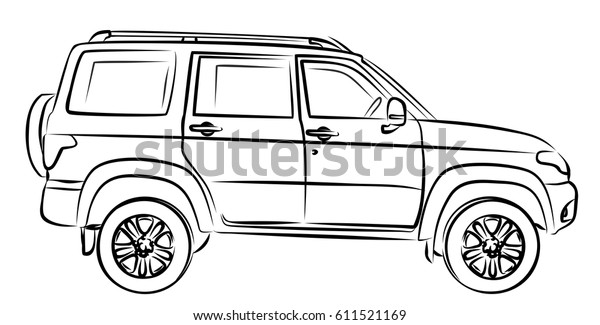 Sketch Big Car Stock Vector (Royalty Free) 611521169 | Shutterstock