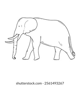 Sketch of a big elephant. Suitable for children's drawing books, coloring practice, logos, backgrounds, etc.