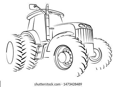 The Sketch of a big heavy tractor.