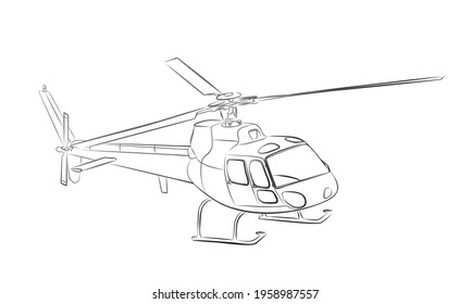 The sketch of a big helicopter.