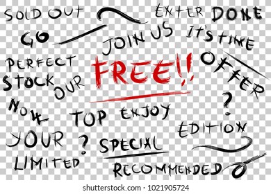 Sketch Big Marker Text for Offering / Promotion Invitation Something for your element design at Transparent Effect Background
