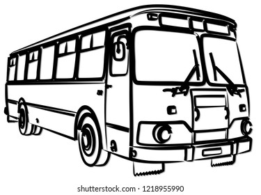 Sketch Big Old Bus Stock Vector (Royalty Free) 1215550867 | Shutterstock