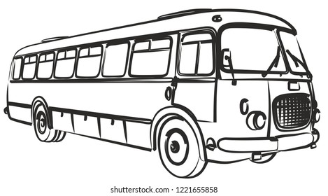 Sketch of big old bus.