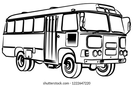 Sketch of big old bus.