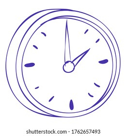 boceto gran reloj redondo para la pared, ilustración de dibujos animados, objeto aislado sobre un fondo blanco, ilustración vectorial, eps