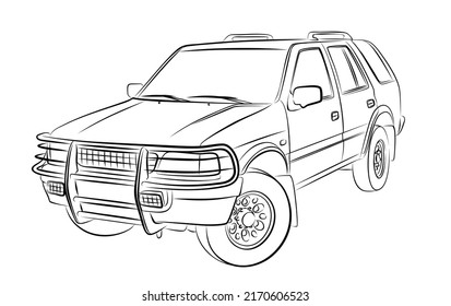 Sketch Big Suv Stock Vector (Royalty Free) 2170606523 | Shutterstock