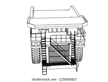 sketch of a big truck vector