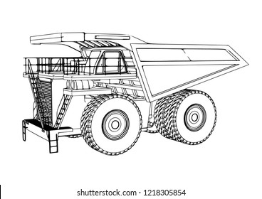 sketch of a big truck vector