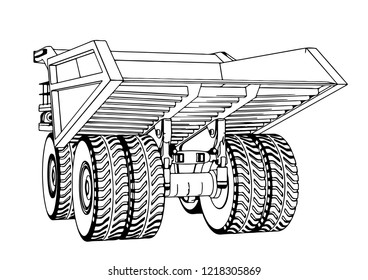 sketch of a big truck vector