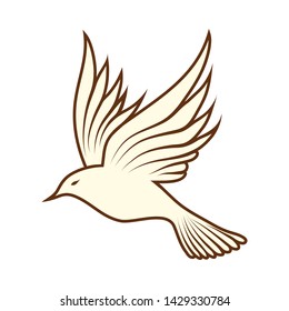 Sketch of Bird. Brown Line Color Design.  Vector Illustration.