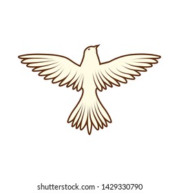 Sketch of Bird. Brown Line Color Design.  Vector Illustration.