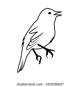 Sketch of Bird. Outline Design.  Vector Illustration.