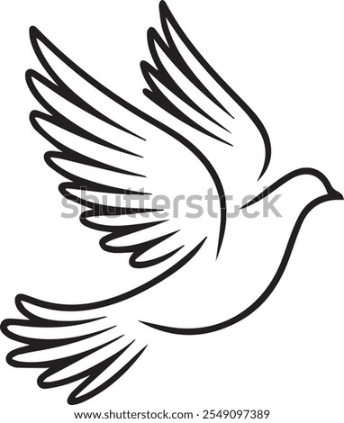 Sketch of Bird. Outline Design. Vector Illustration. Silhouette