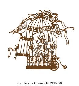 sketch birdcage vector