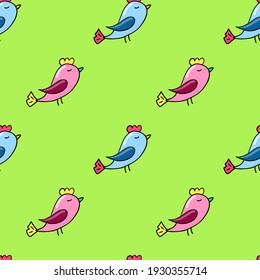 sketch birds seamless pattern vector