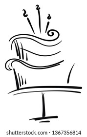 Sketch of birthday cake vector or color illustration