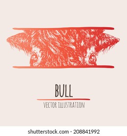 sketch of a bison's head