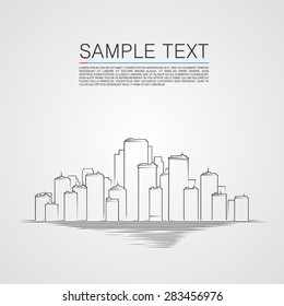 Sketch black city landscape background. Vector background