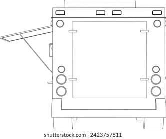 sketch with black lines on a white background of a bus selling ice cream vector