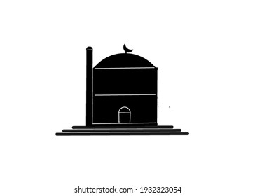 sketch of a black mosque building