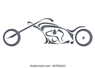 Sketch black motorcycle isolated on white background. Stock vector illustration.
