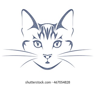 Sketch Black Silhouette Cat Head Isolated Stock Vector (Royalty Free ...