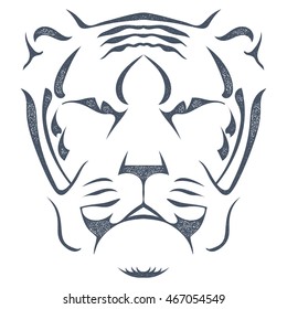 Sketch black silhouette of tiger head isolated on white background. Style grunge. Stock vector illustration.