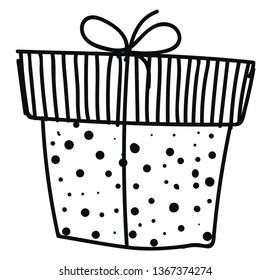 Sketch of a black and white box vector or color illustration