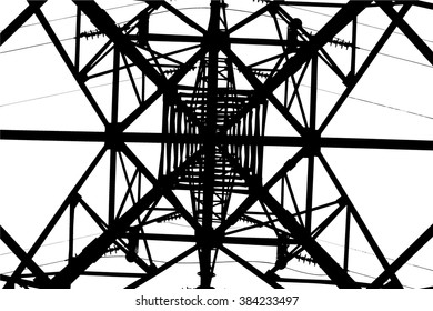 Sketch black and white high-voltage support, view from below.