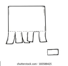 sketch of the blank paper and detached one piece, isolated