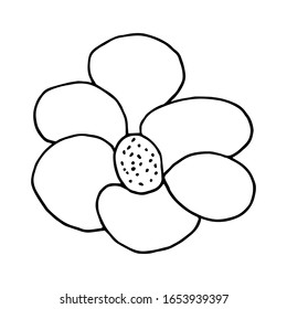Sketch of a blossom on a white background. Outlines isolated element for design. Vector.