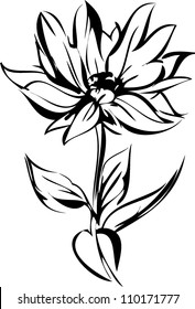 sketch of blossoming out flower on a stem
