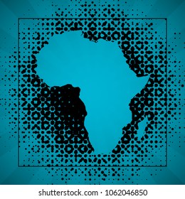 Sketch blot dotty african continent map banner. Points blotch style poster. Flat africa dot image. Dark Continent abstract print. Africa map blot background. Vector african continent blotch silhouette