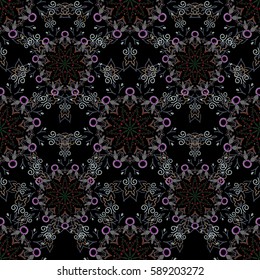 Sketch in blue, gray and red colors. Vector illustration. Vivid repeating floral - For easy making seamless pattern use it for filling any contours.